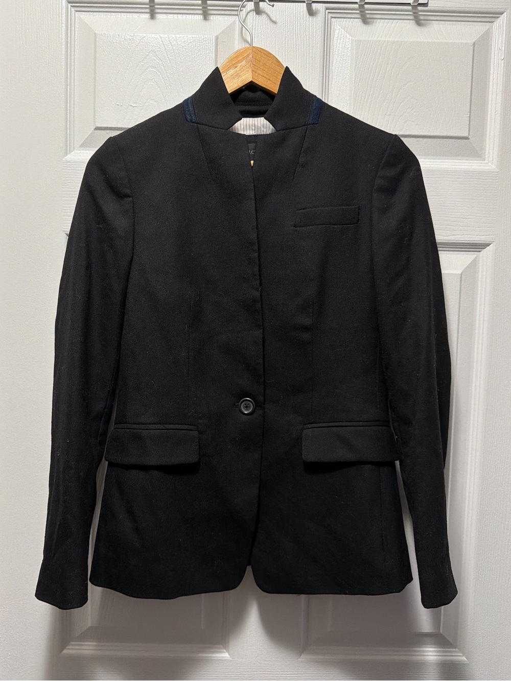 J. Crew Black Single-Button Stand-Collar Blazer